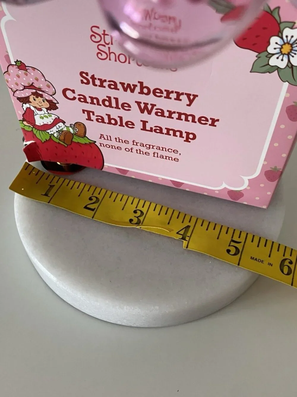 Strawberry Shortcake Candle Warmer Lamp Glass Shade PINK W/Marble Base VIRAL NEW